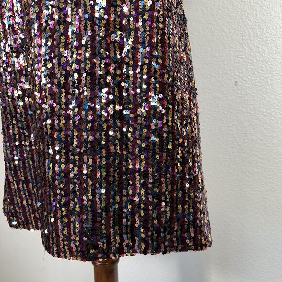 Zara Dress Women Size Medium Rainbow Sequin Mini Tank Party Glitter Disco - Picture 8 of 16